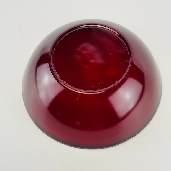Vintage Ruby Red Glass Fruit Serving Bowl 8 1/2 x 3” - Picture 4 of 6
